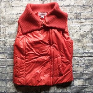Calvin Klein Puffer Vest Red Sleeveless Full Zip Mock Neck Small Soft!!